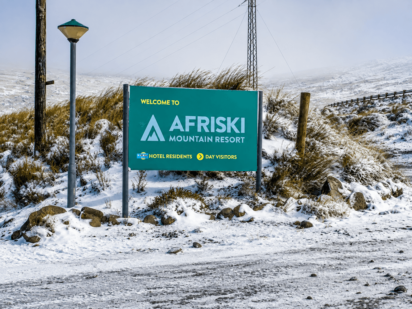 Snow-covered slopes and scenery at Afriski
